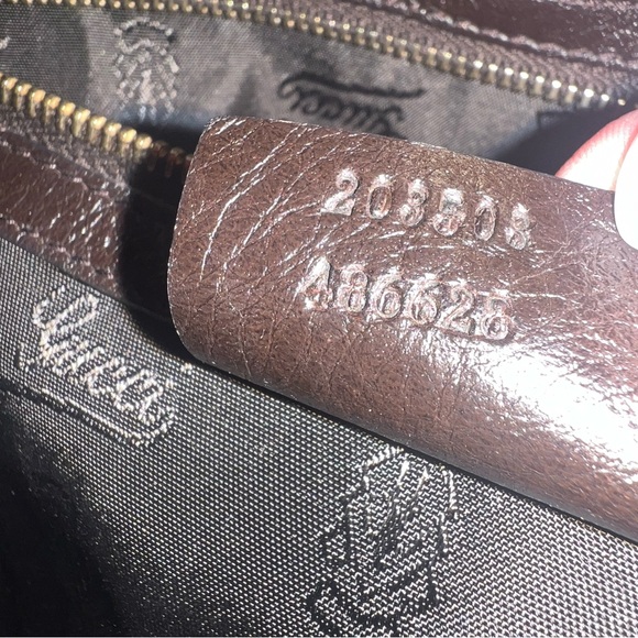 Gucci dark brown  Leather Shoulder Bag with gold GG accents - Picture 10 of 14